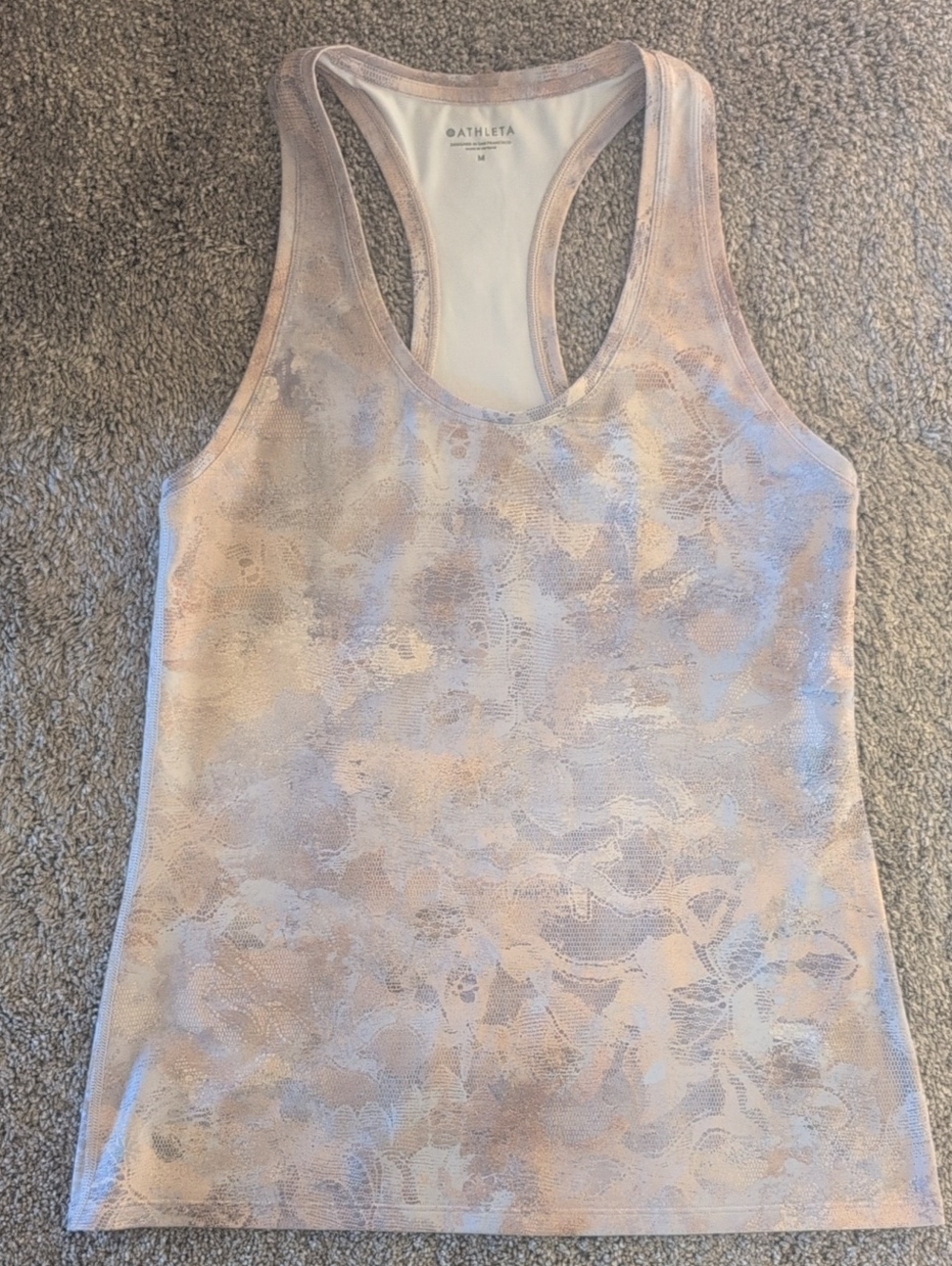 Athleta Lace Print Gold Racerback Tank
